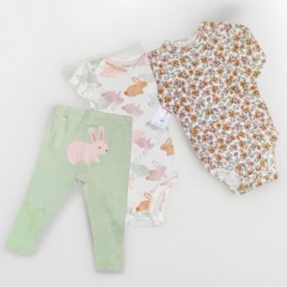 Carters Easter outfit 3 piece set baby girls 9 months easter bunny floral NWT